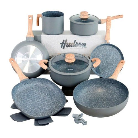 Bateria Cocina Hudson c/ Ceramica Antiadherente 9 Pz Granito