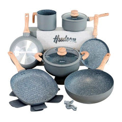 Bateria Cocina Hudson c/ Ceramica Antiadherente 9 Pz Granito