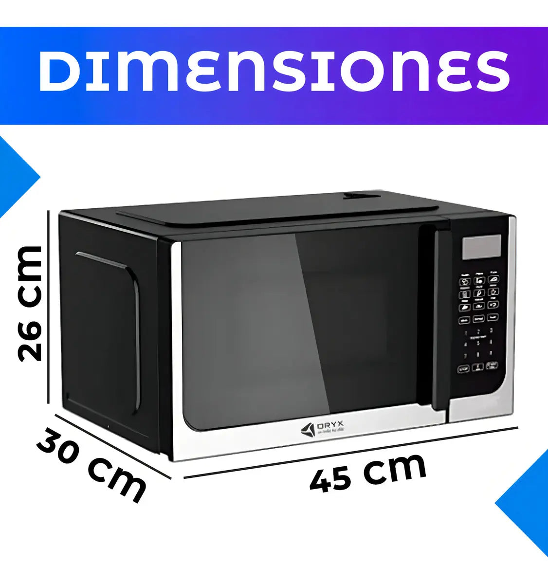 Microondas Digital Oryx de 20 L para Cocina, Color Negro - Image 3