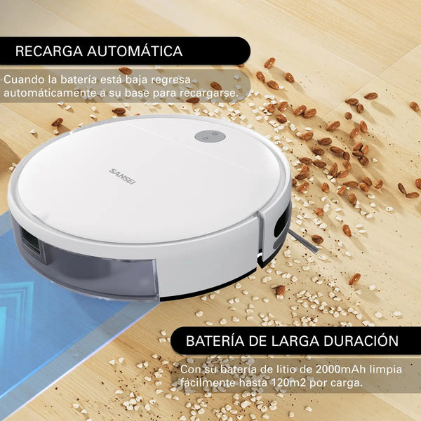Imagem 3 de 12 de Aspiradora Robot Sansei Rvcs23pi 5 modos de limpieza Sensor Antichoque