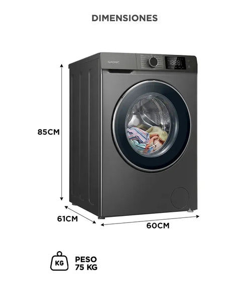 Imagem 6 de 7 de Lavasecarropas Gadnic 12kg Lavado / 8kg Secado 1200RPM Inverter Automático Frontal 1800W