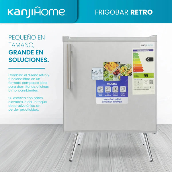 Imagem 2 de 9 de Heladera Frigobar Kanjihome 50 litros Retro Plata Kjh-50vin-s Kanji