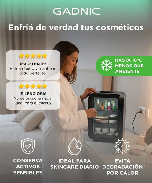 Imagem 2 de 7 de Mini Heladera Portátil Gadnic 10l Frío Calor Para Cosméticos Negro