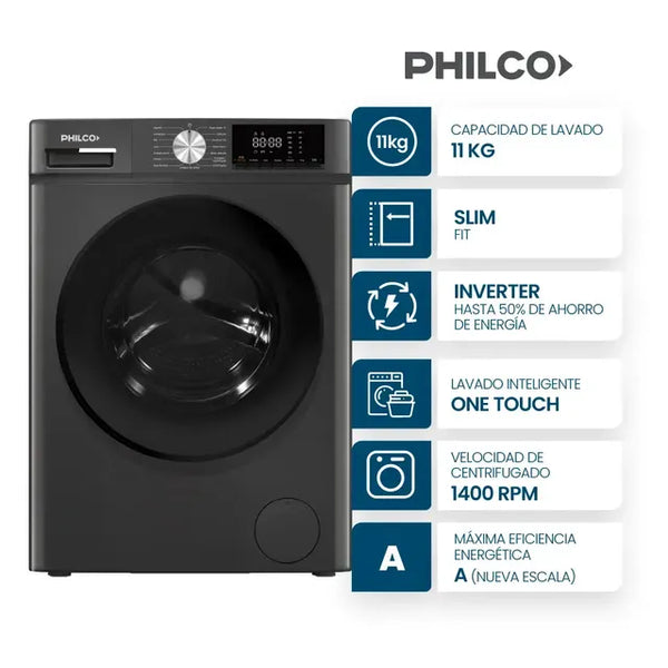 Imagem 1 de 7 de Lavarropas 11 Kg Carga Frontal Inverter Dark Grey