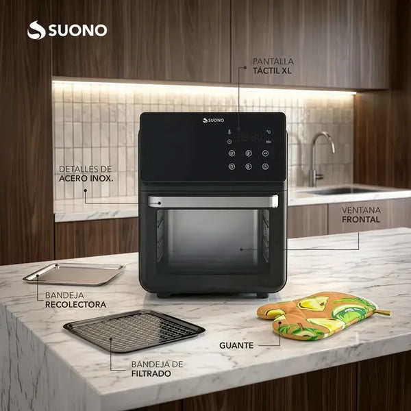 Imagem 7 de 8 de Freidora De Aire Suono Airfryer Neo Oven Descongela Fríe Asar Recalenta 12 L Comida Saludable Pantalla Xl Color Negro