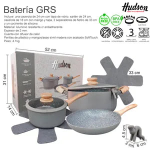 Juego De Ollas Bateria De Cocina Antiadherente Hudson Granito GRS01 - Image 5